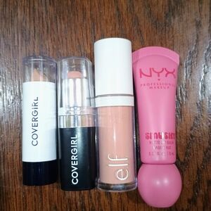 COVERGIRL Lipsticks, Nyx Matte Lip Balm & Elf Camo Blush- Nude and Pink